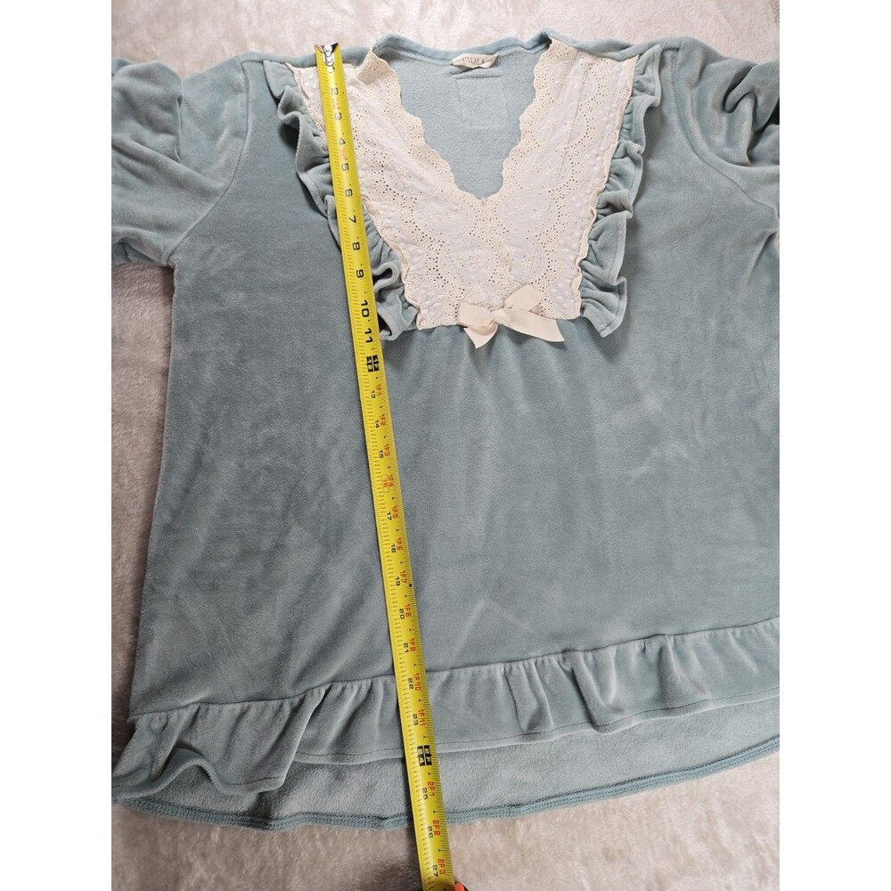Vintage Ullala Pajamas Mint Green Fuzzy Coquette Two-Piece Pajama Set